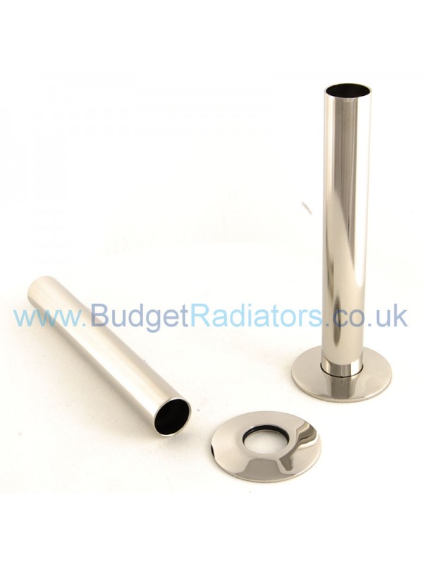 Pipe Sleeves and Floor Caps 130mm Brushed Satin Nickel